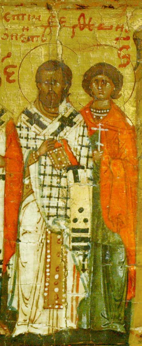 Минея - Январь (фрагмент). Икона. Русь. Начало XVII в. Церковно-Археологический Кабинет Московской Духовной Академии.